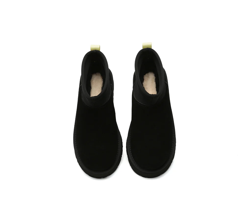 UGG EVERAU? UGG Boots Women Sheepskin Wool Stretchy Ankle Mini Platform Ethel