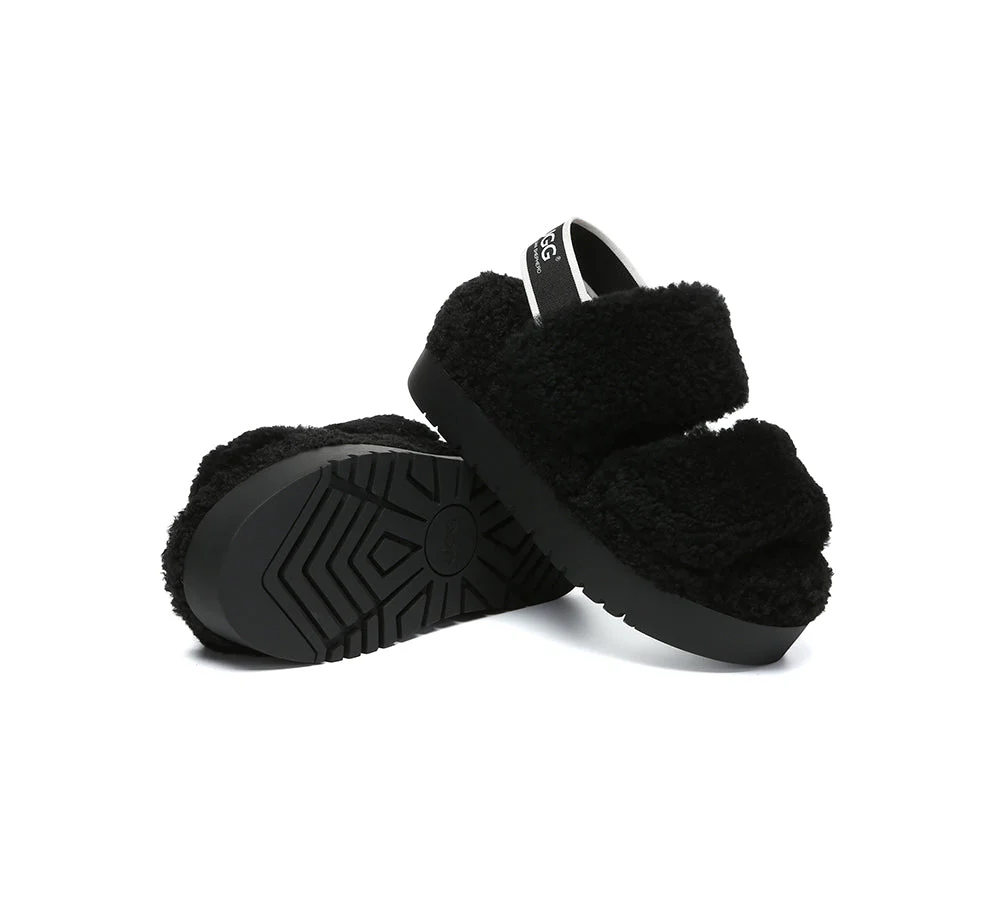 AUSTRALIAN SHEPHERD? UGG Women Double Strap Slingback Platform Fluffy Slides Lyam