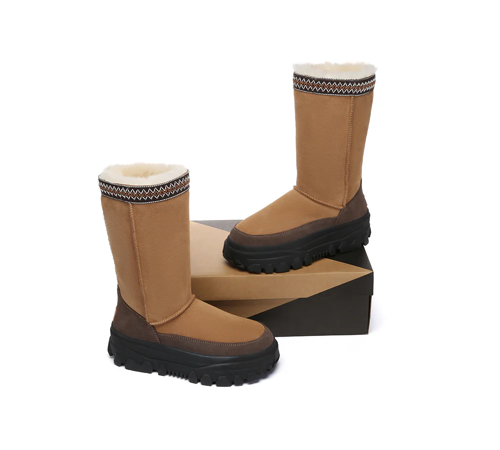 AUSTRALIAN SHEPHERD? UGG Boots Sheepskin Wool Chunky Platform Tall Glacelle