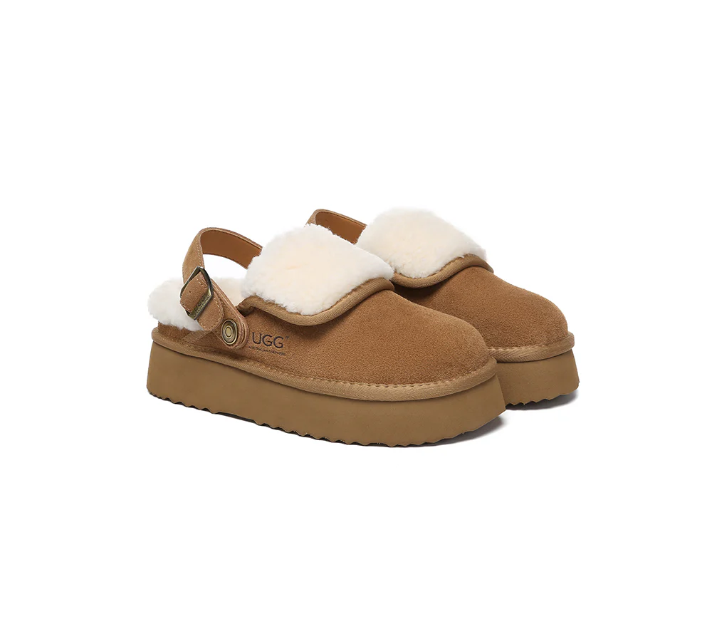 AUSTRALIAN SHEPHERD? UGG Slippers Sheepskin Wool Slingback Platform Tenley