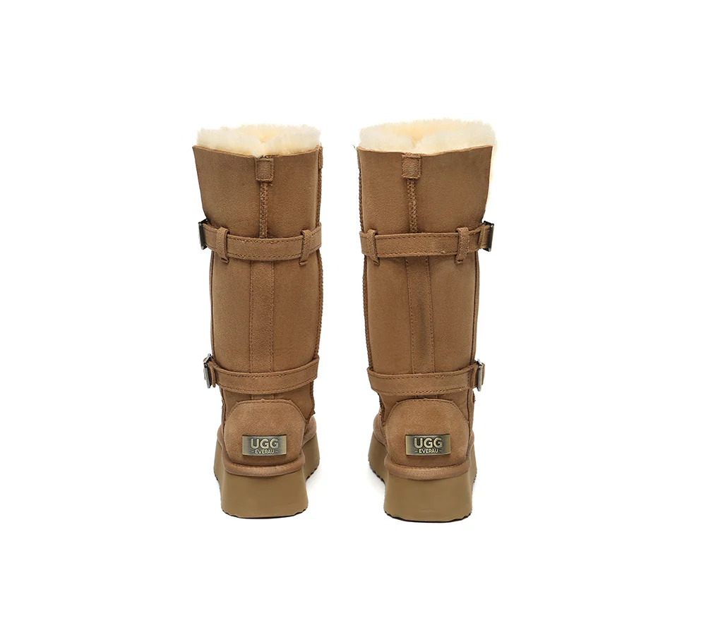 UGG EVERAU? UGG Boots Women Sheepskin Wool Knee High Platform Tall Valerie