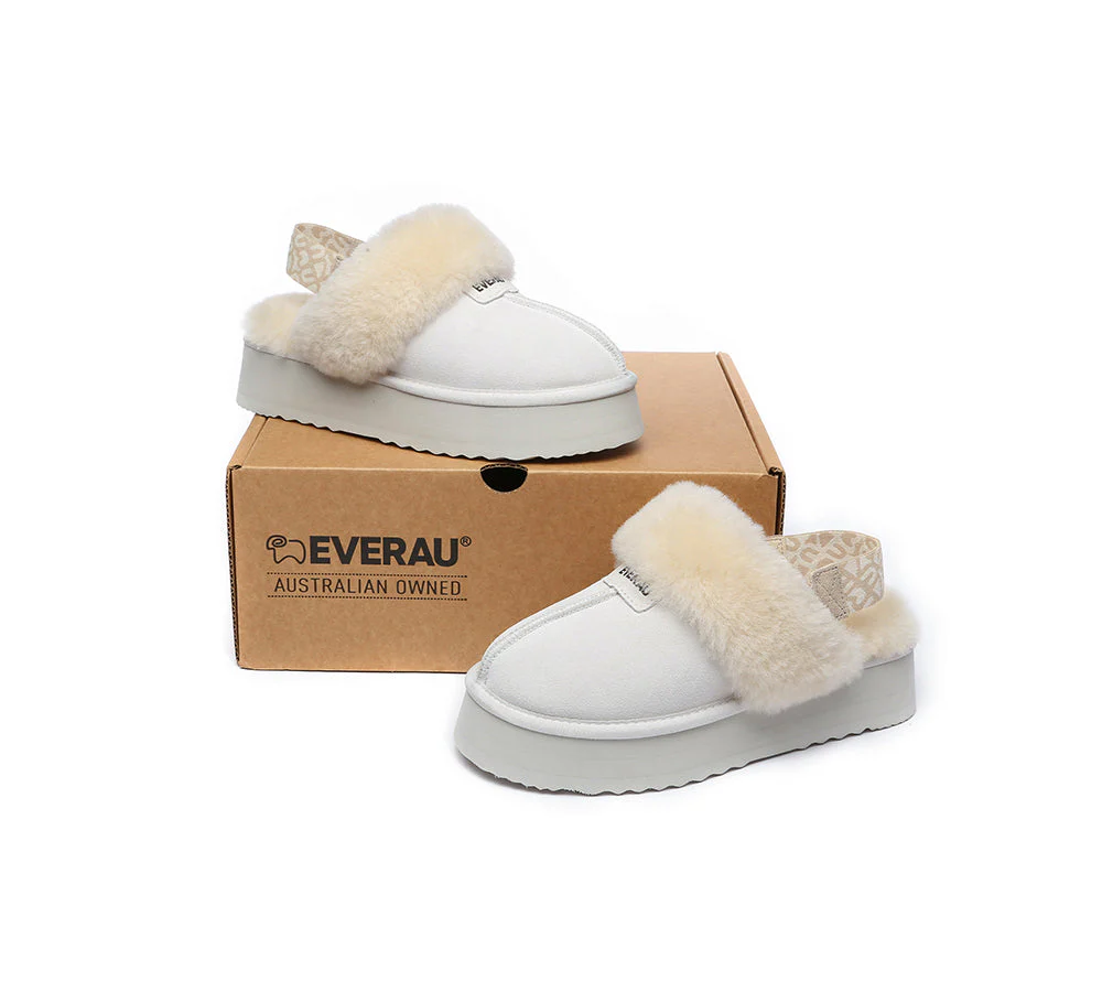 EVERAU? UGG Women Removable Strap Slingback Platform Slippers Forever