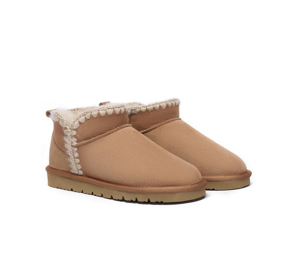 EVERAU? UGG Boots Women Sheepskin Wool Ankle Mini Brooklyn