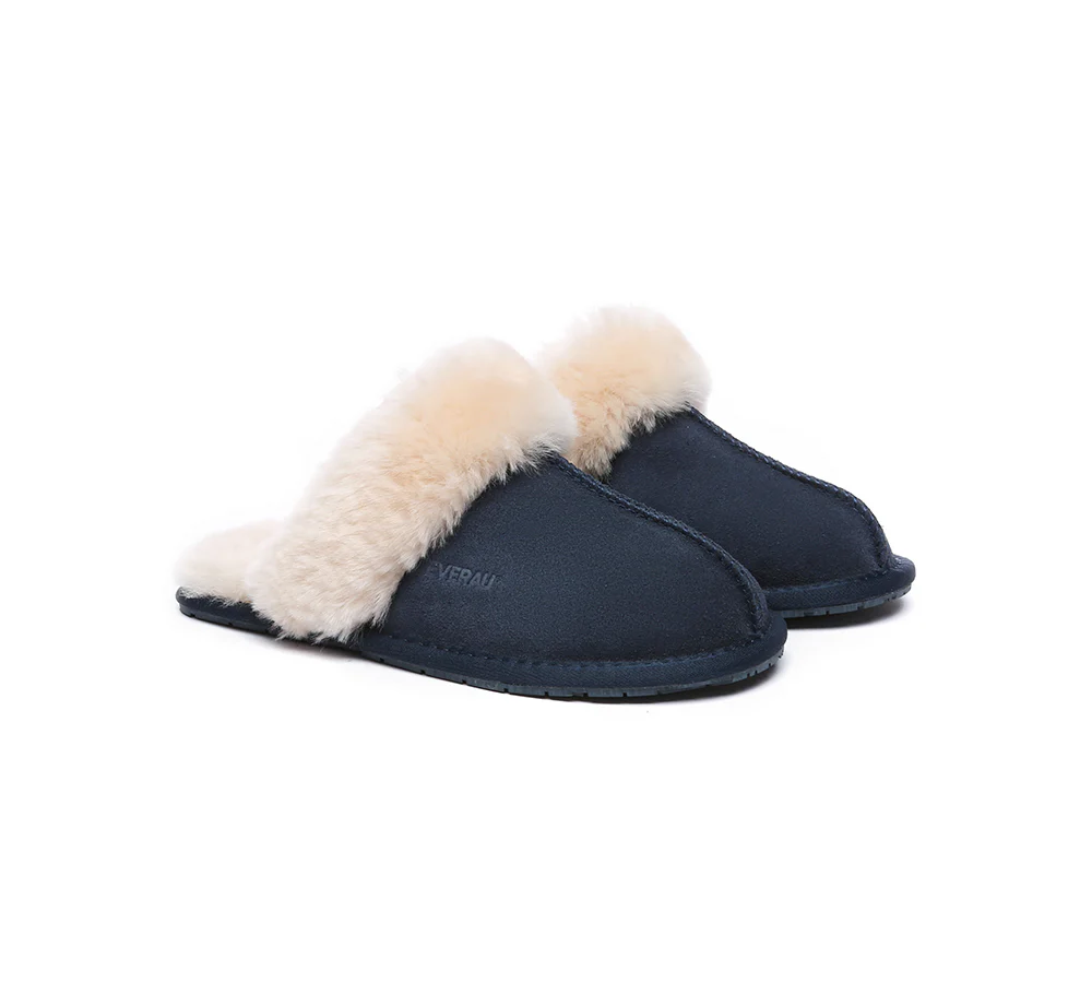 EVERAU? UGG Slippers Sheepskin Wool Suede Scuff Rosa