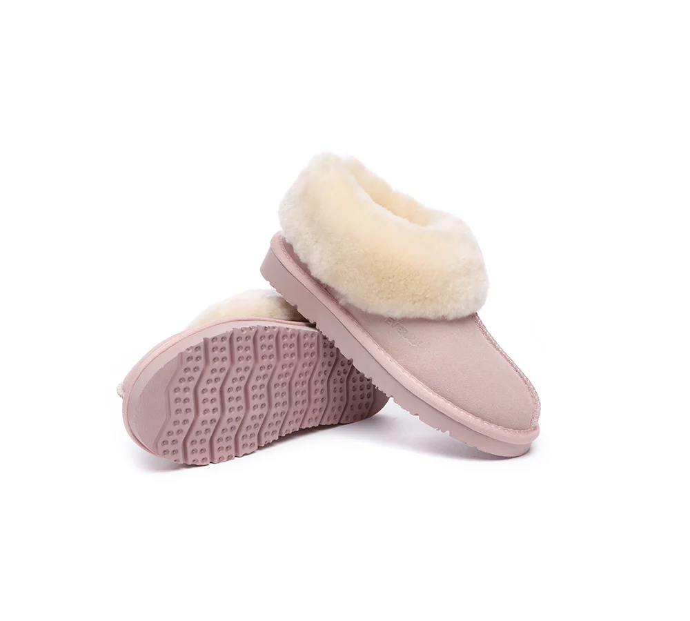 EVERAU? UGG Slippers Sheepskin Wool Suede Ankle Homey