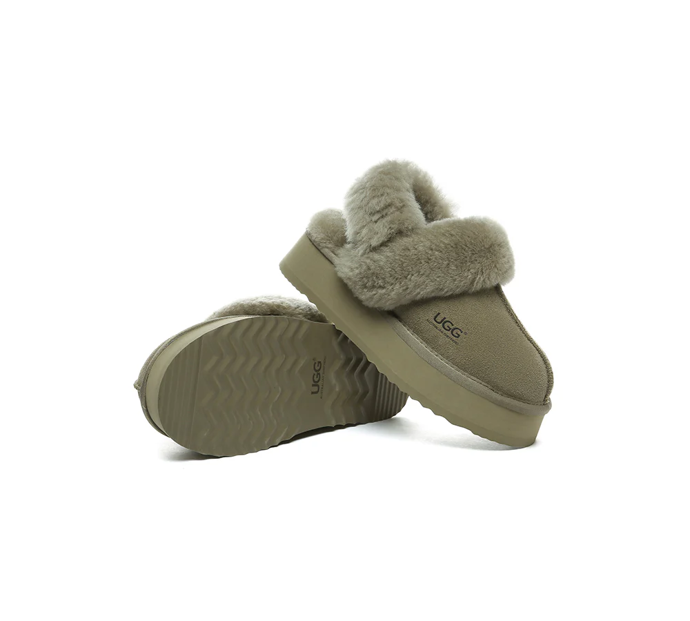 AUSTRALIAN SHEPHERD? UGG Slippers Women Removable Wool Strap Slingback Platform Musa