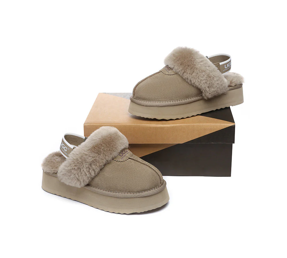 AUSTRALIAN SHEPHERD? UGG Slippers Women Removable Strap Slingback Platform Waffle
