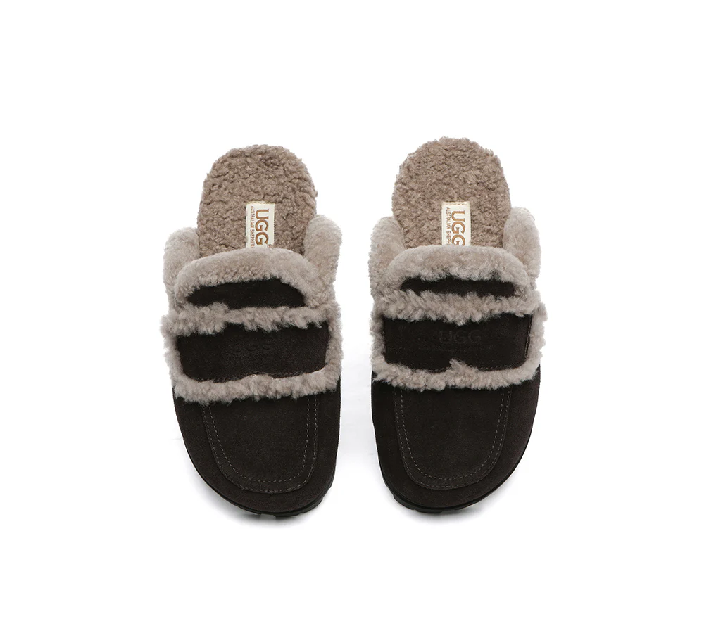 AUSTRALIAN SHEPHERD? UGG Slippers Women Sheepskin Wool Shearling Lined Remi