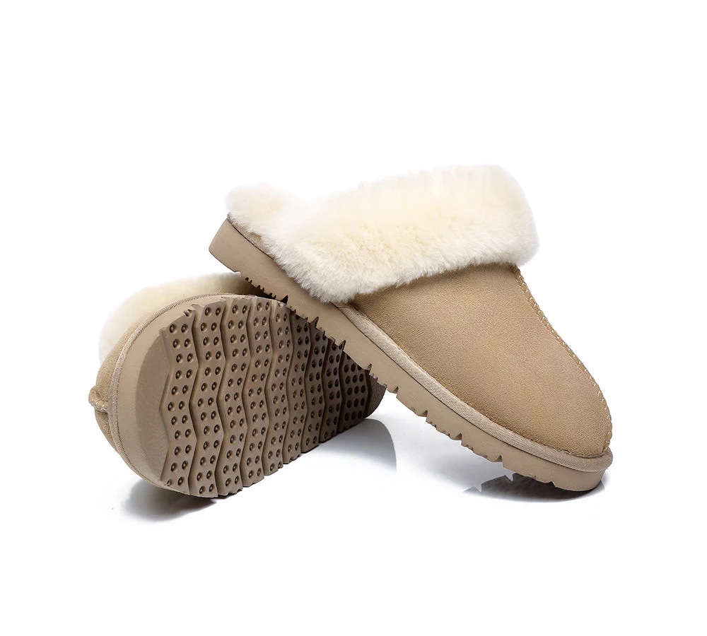 EVERAU? UGG Slippers Premium Sheepskin Wool Scuff Muffin