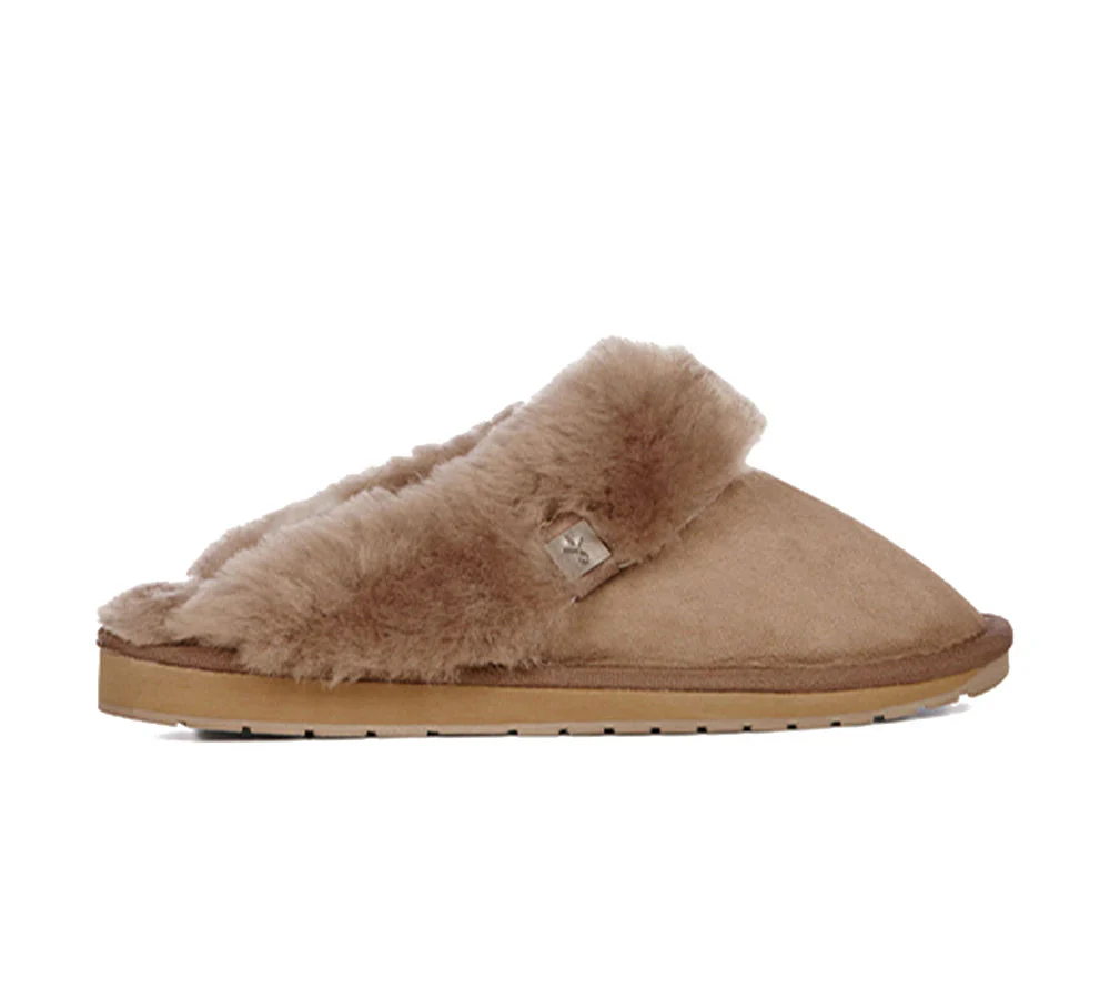 EMU? UGG Slippers Australian Made Sheepskin Wool Scuff Platinum Eden
