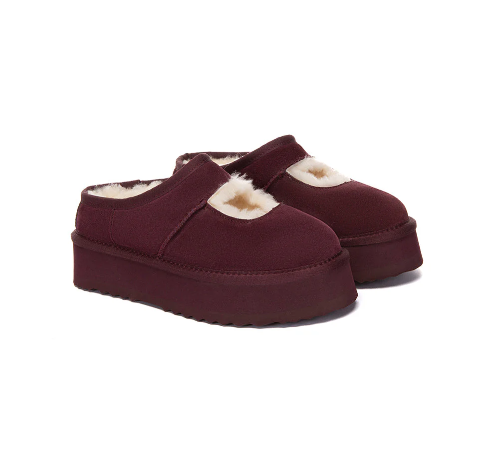 AUSTRALIAN SHEPHERD? UGG Slippers Sheepskin Wool Ankle Platform Carmella