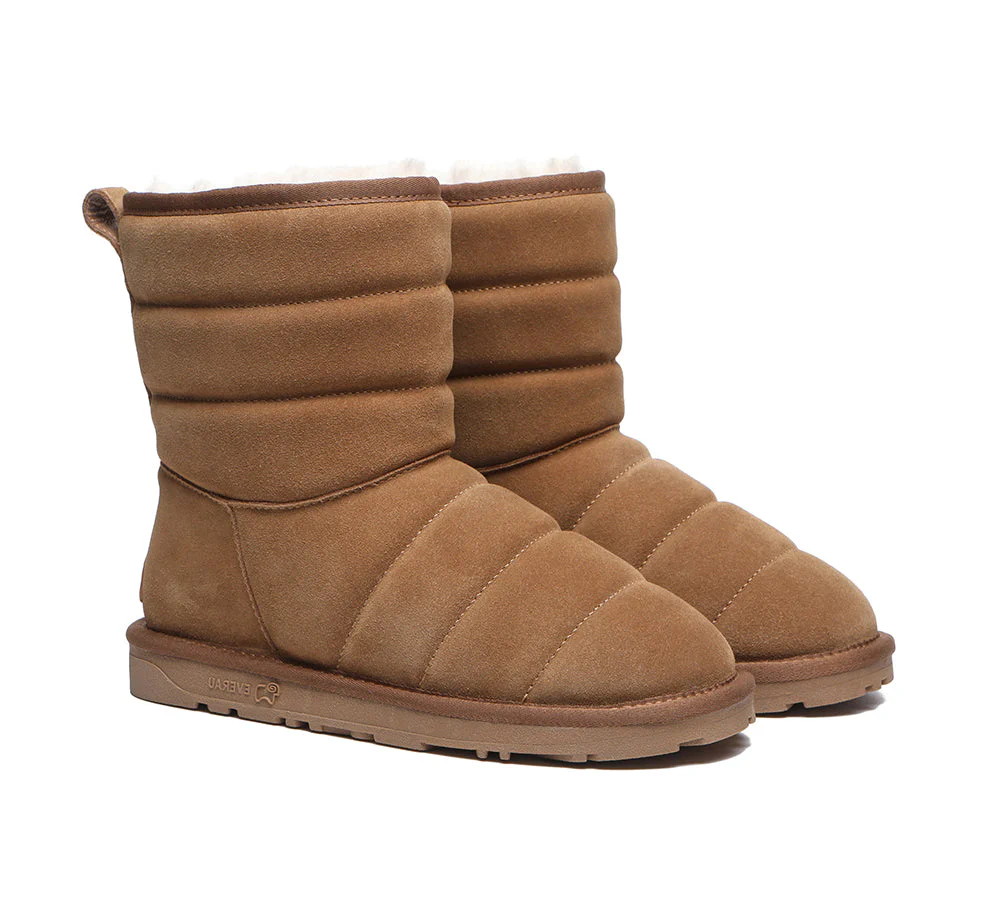 EVERAU? UGG Boots Sheepskin Wool Short Puffer