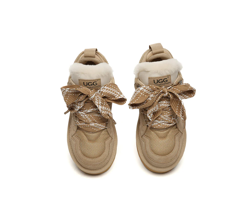 AUSTRALIAN SHEPHERD? UGG Boots Sheepskin Wool Lace Up Platform Sneakers Parkyr