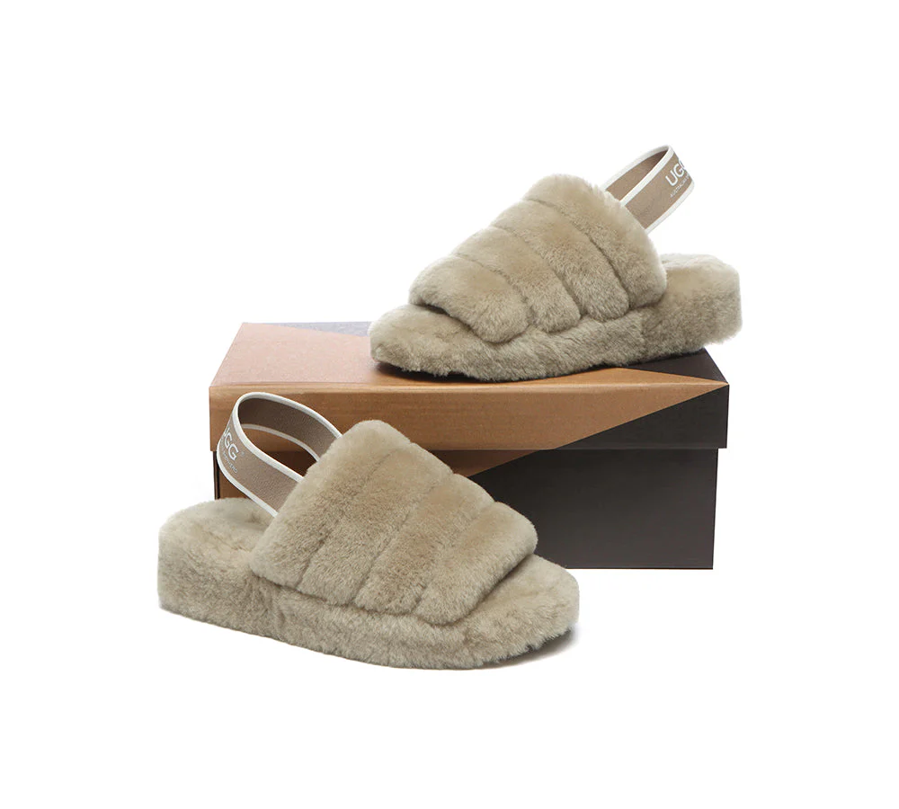 AUSTRALIAN SHEPHERD? UGG Women Slingback Fluffy Slides Puffy