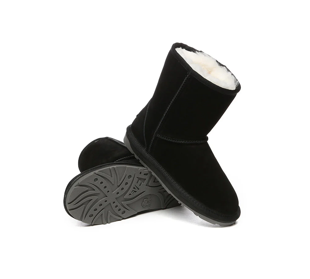 EVERAU? UGG Boots Sheepskin Wool Mid Calf Short Classic Suede