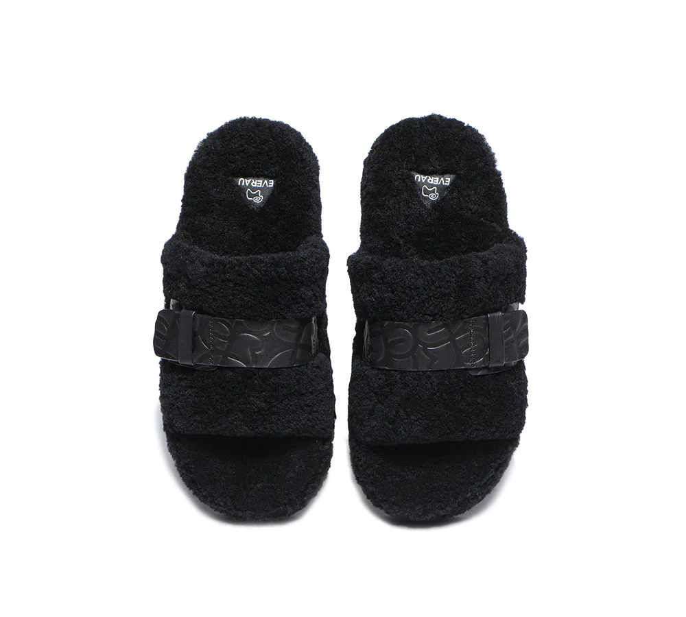 EVERAU? UGG Slippers Women Curly Sheepskin Wool Croft