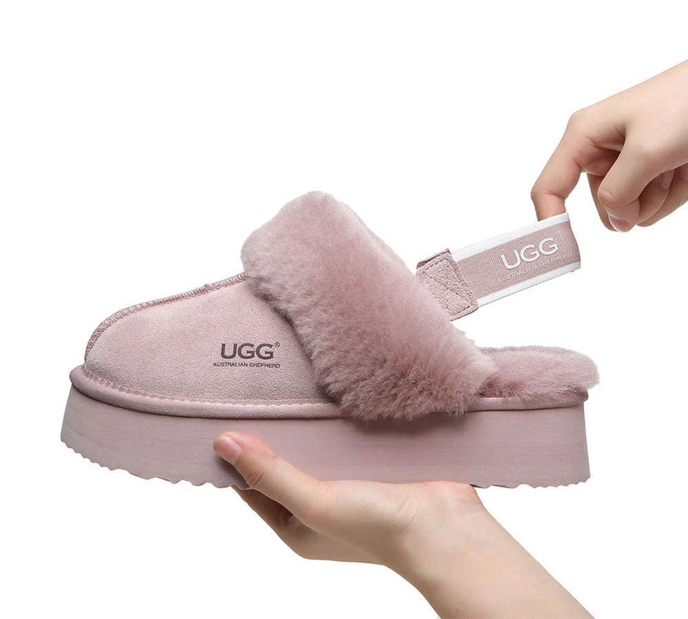 AUSTRALIAN SHEPHERD? 2-Way Style UGG Slippers Women Removable Strap Slingback Platform Muffin