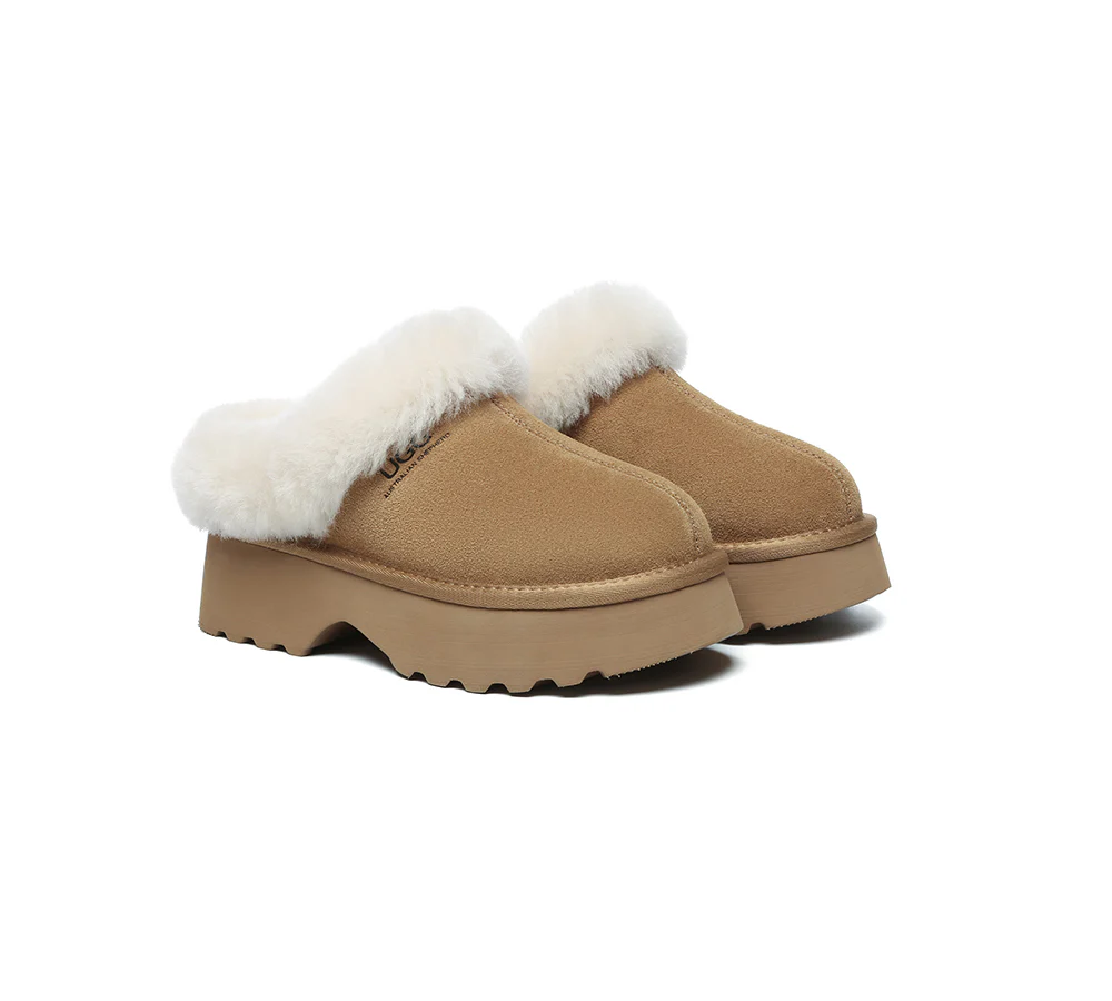 AUSTRALIAN SHEPHERD? UGG Slippers Sheepskin Wool Ankle Chunky Platform Murray
