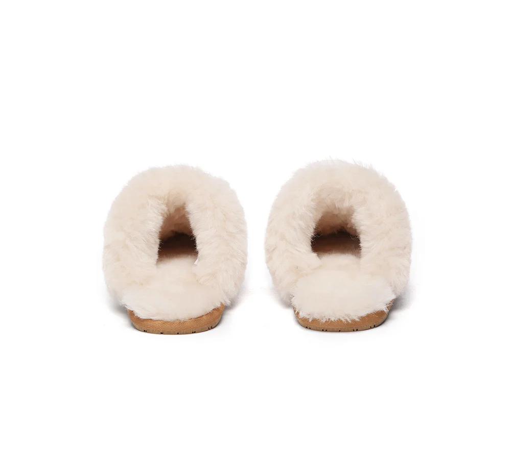 EVERAU? UGG Slippers Sheepskin Wool Suede Scuff Rosa
