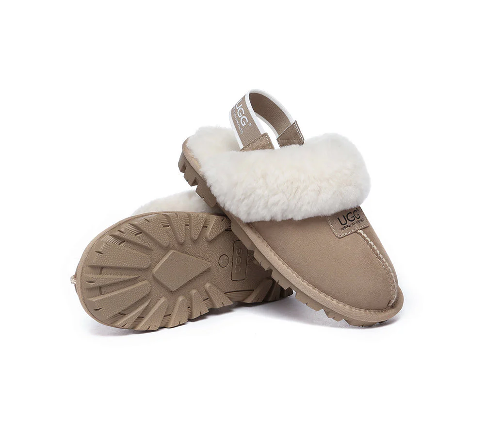 AUSTRALIAN SHEPHERD? 2-Way Style UGG Slippers Sheepskin Wool Removable Strap Slingback Suzie ll
