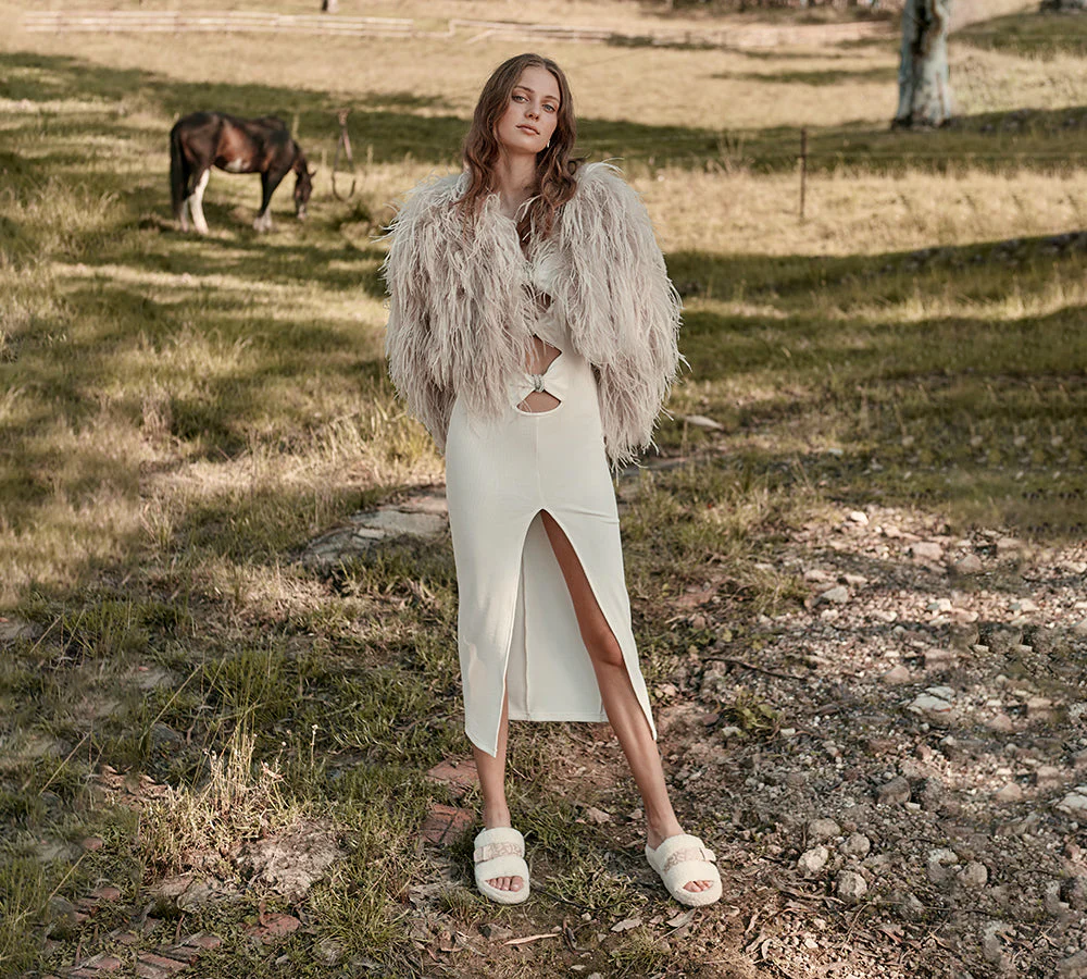 EVERAU? UGG Slippers Women Curly Sheepskin Wool Croft