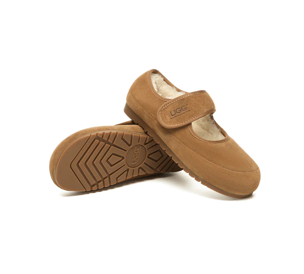 AUSTRALIAN SHEPHERD? UGG Slippers Sheepskin Wool Adjustable Strap Mary Jane Millie