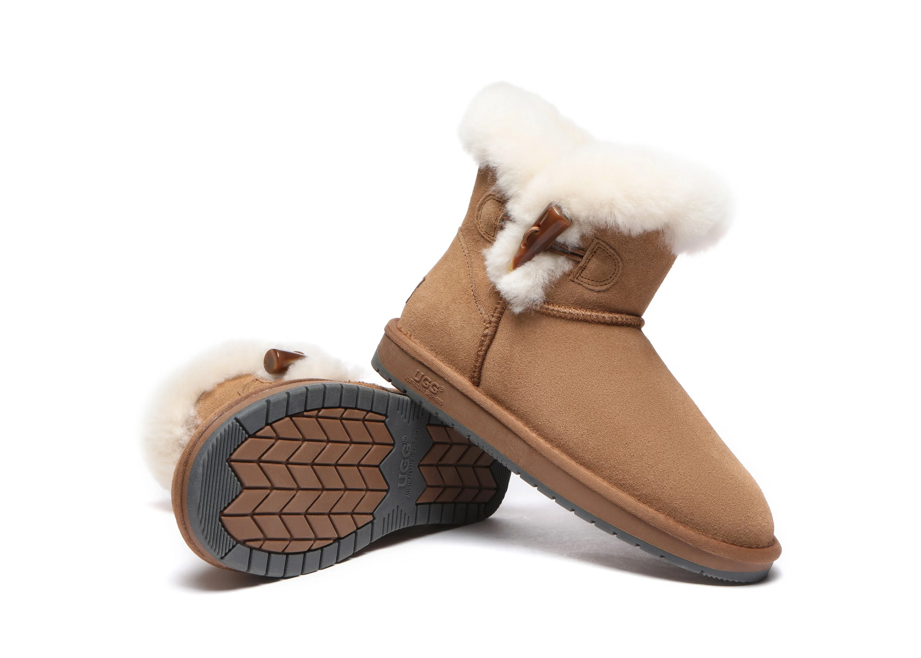 AUSTRALIAN SHEPHERD? UGG Boots Women Sheepskin Wool Horn Toggle Closure Mini Tiara