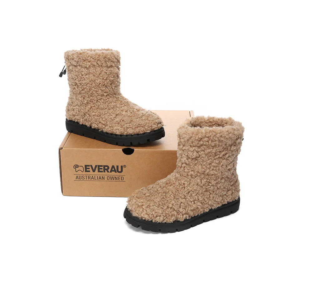 EVERAU? UGG Boots Sheepskin Wool Plush Drawstring Peggy