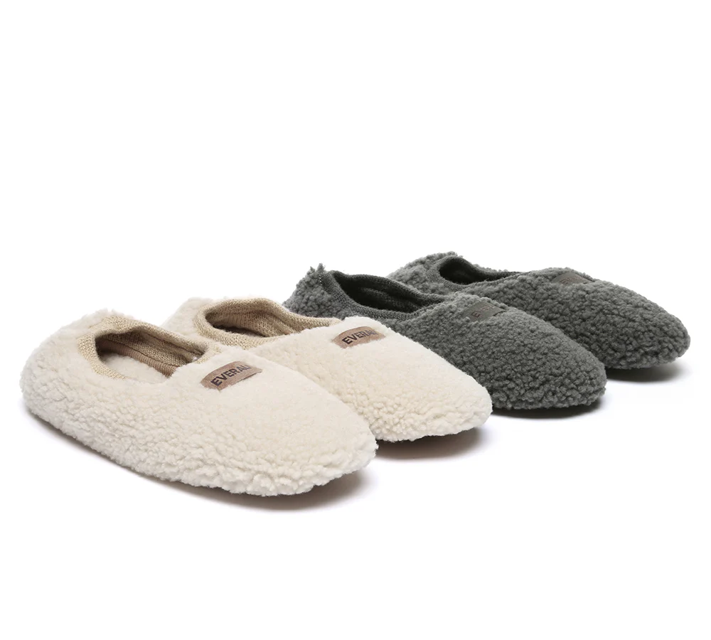 EVERAU? UGG Slippers Women Curly Sheepskin Wool Elastic Lucina