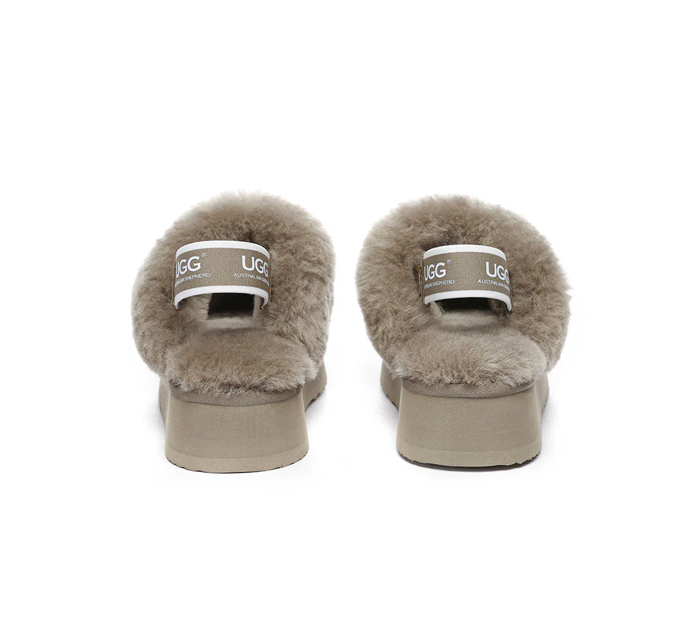 AUSTRALIAN SHEPHERD? UGG Slippers Women Removable Strap Slingback Platform Waffle