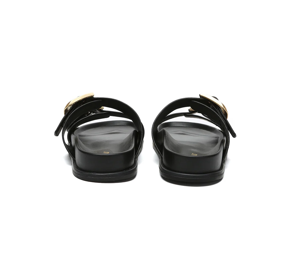 EVERAU? Women Double Adjustable Strap Buckle Flat Sandals Mounish