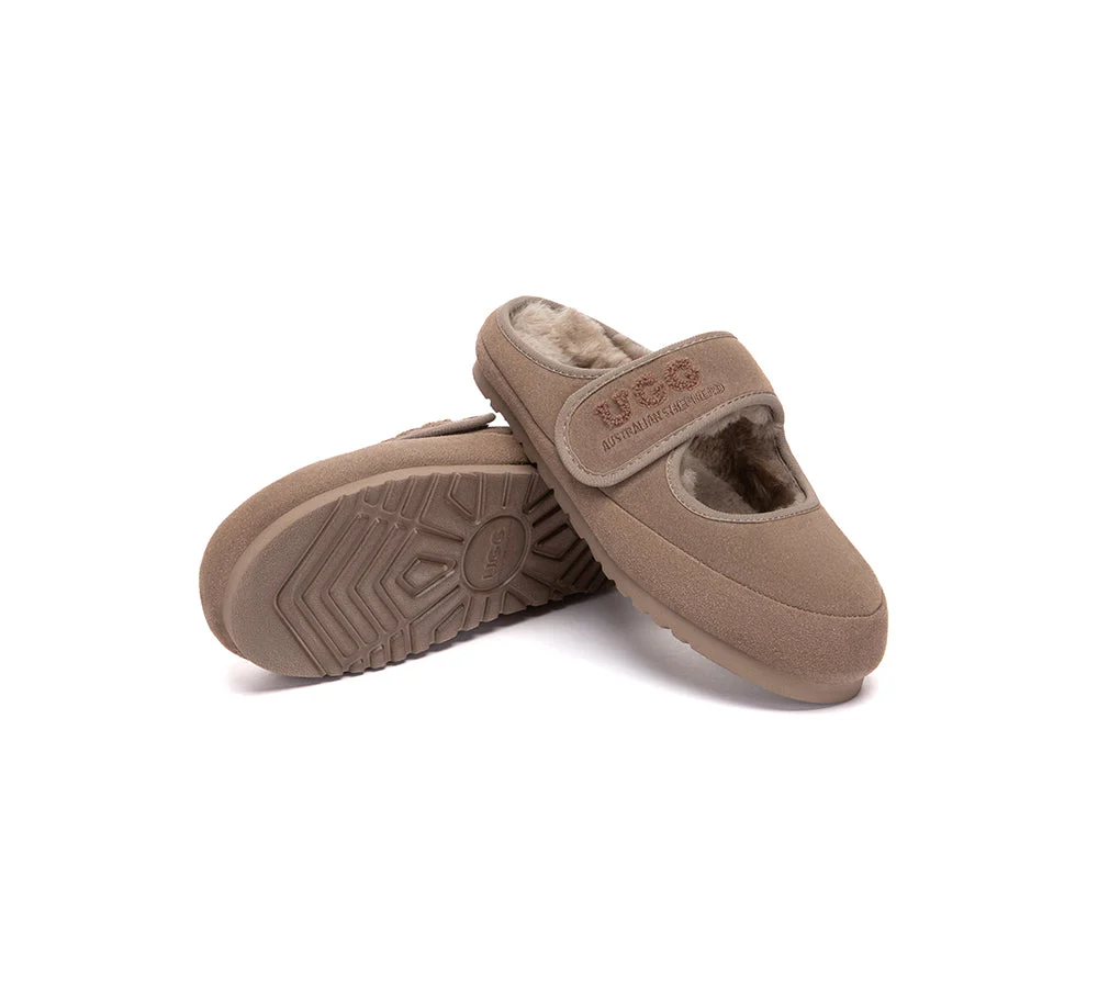 AUSTRALIAN SHEPHERD? UGG Slippers Sheepskin Wool Adjustable Strap Mary Jane Velly