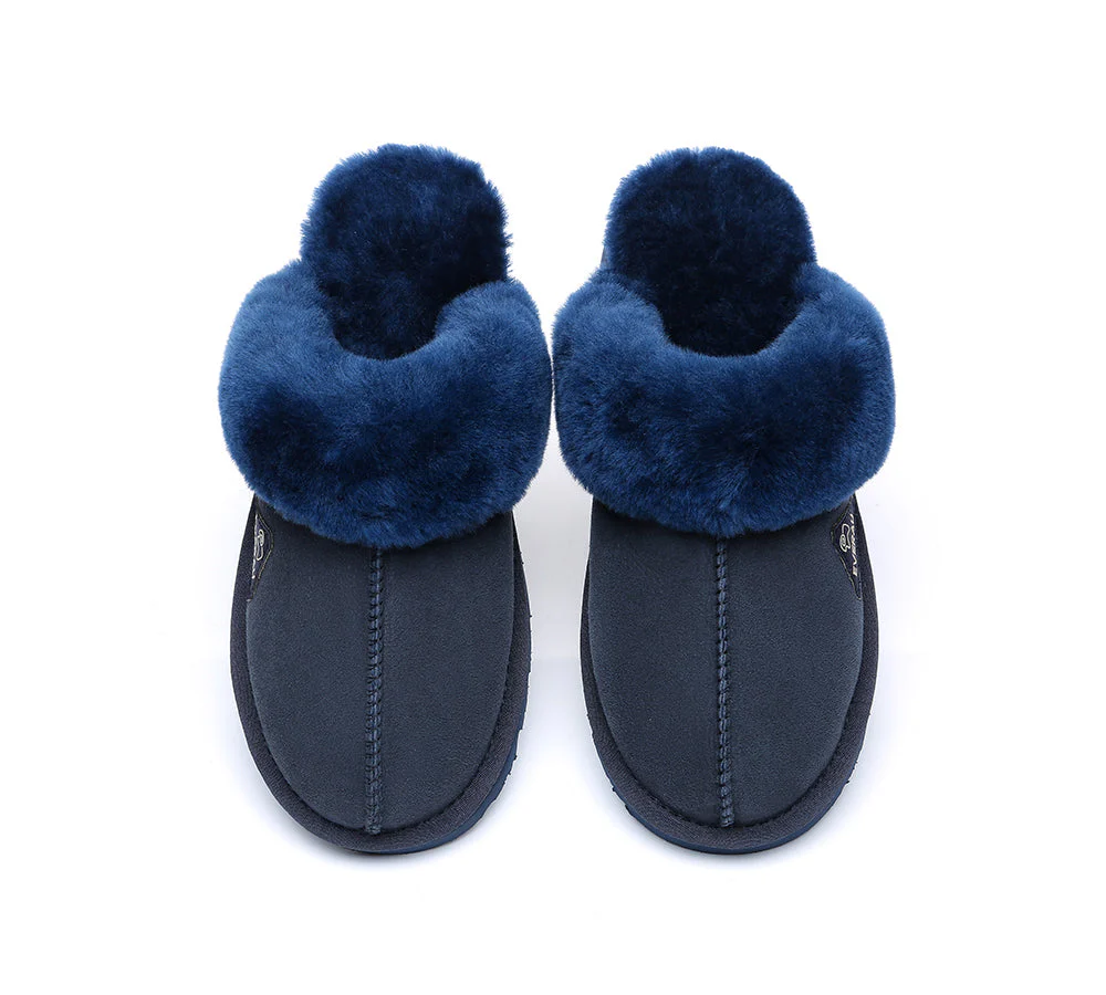EVERAU? UGG Slippers Premium Sheepskin Wool Scuff Muffin