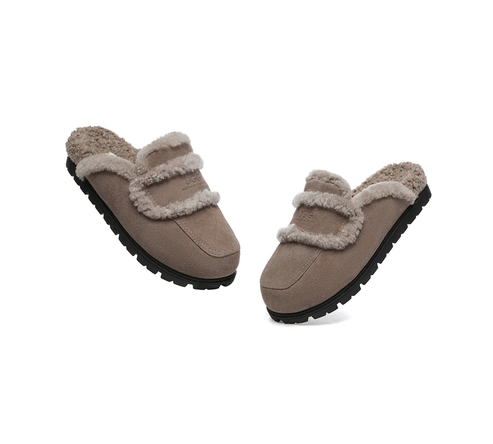 AUSTRALIAN SHEPHERD? UGG Slippers Women Sheepskin Wool Shearling Lined Remi