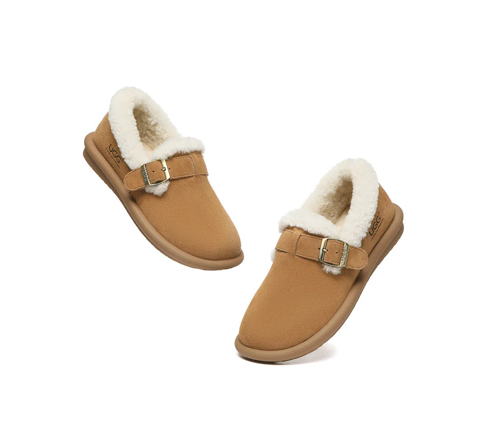 AUSTRALIAN SHEPHERD? UGG Slippers Sheepskin Wool Adjustable Strap Ankle Froim