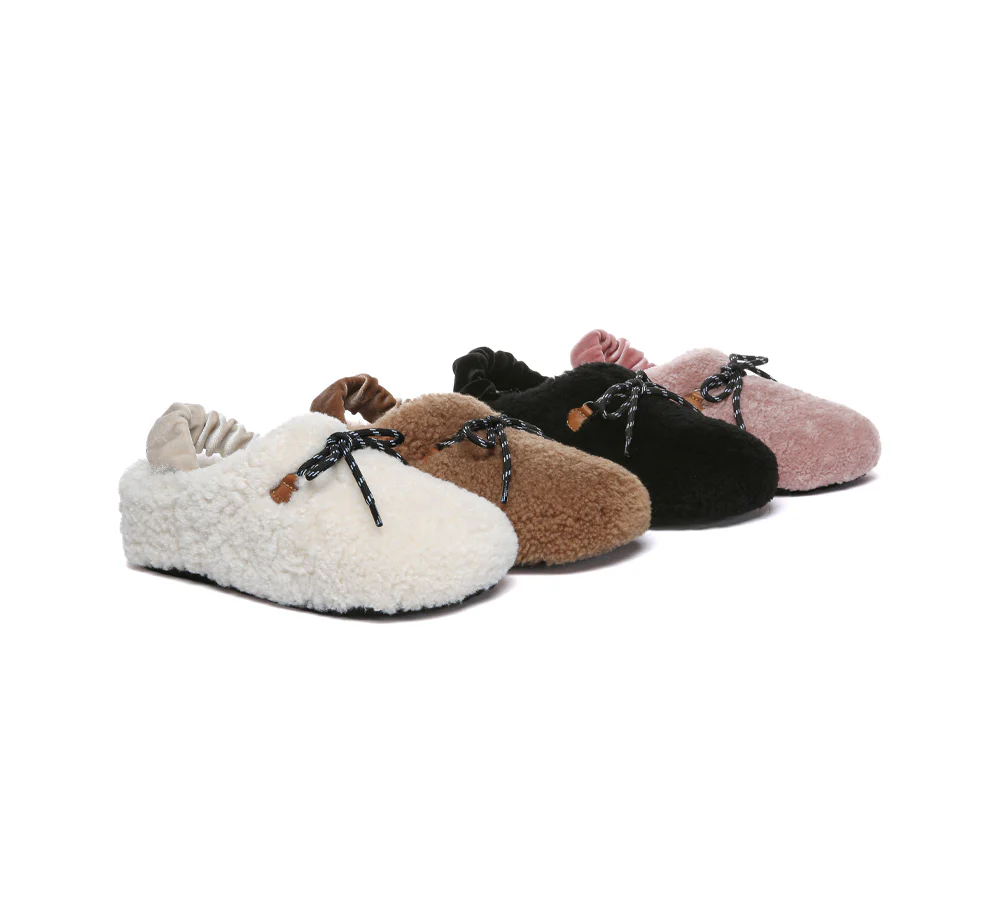 AUSTRALIAN SHEPHERD? UGG Slippers Women Curly Sheepskin Wool Slingback Barrett