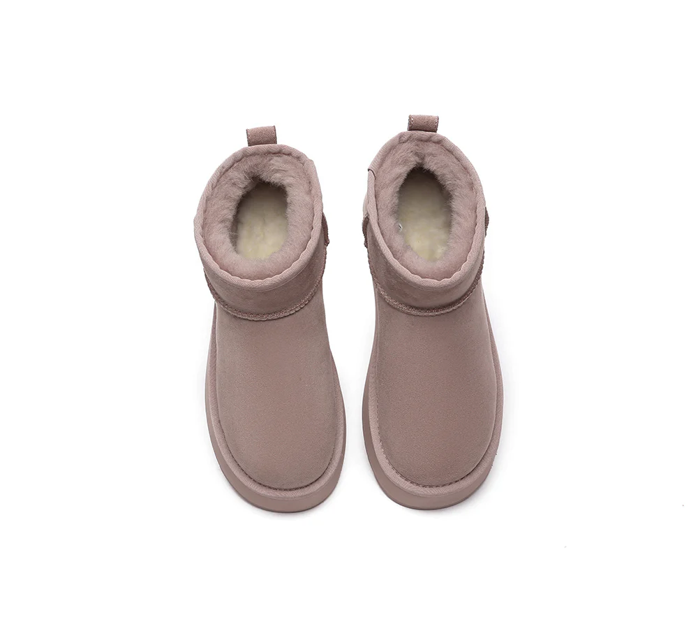 EVERAU? UGG Boots Sheepskin Wool Ankle Ultra Mini Platform