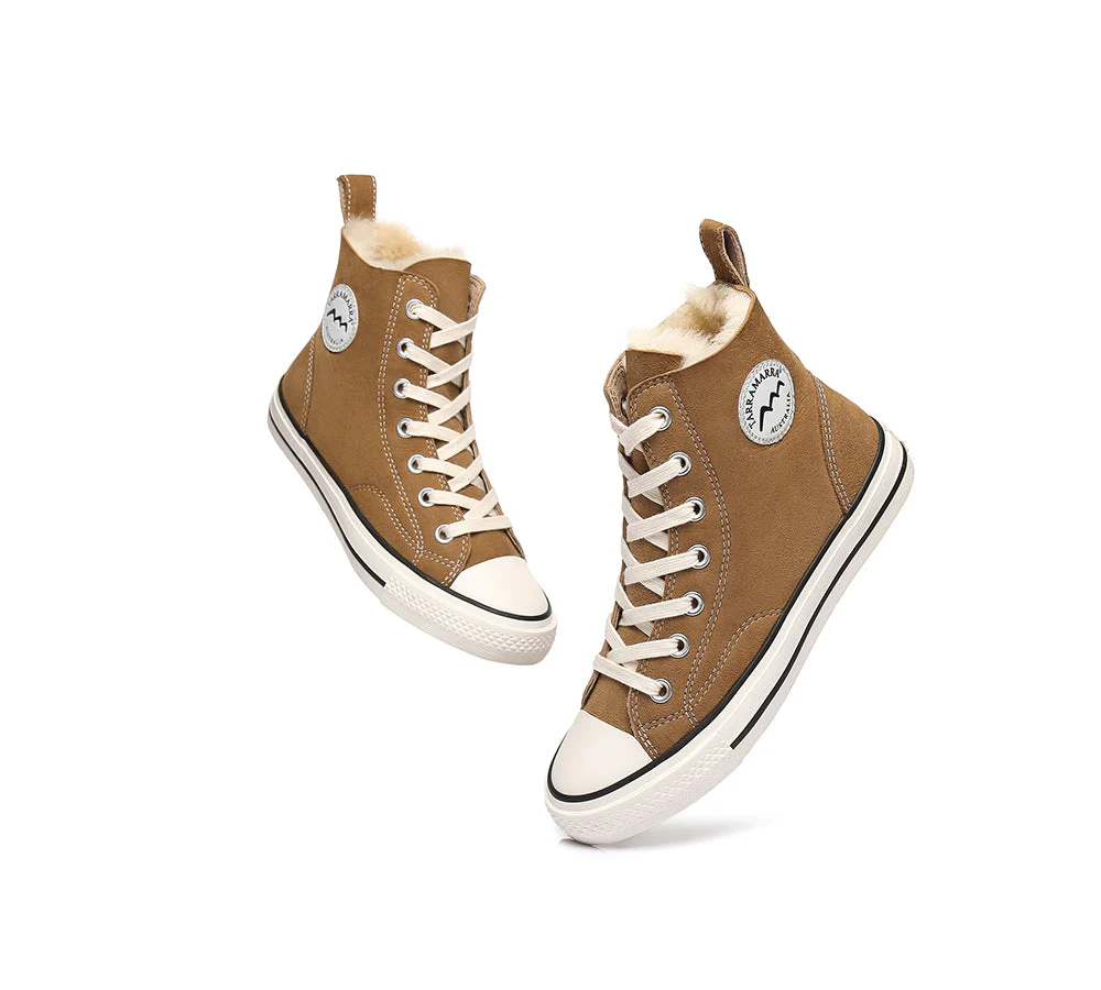 TARRAMARRA? Women Sheepskin Wool High Top Sneakers Viola