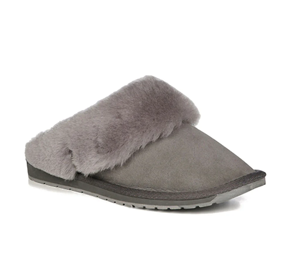 EMU? UGG Slippers Australian Made Sheepskin Wool Scuff Platinum Eden