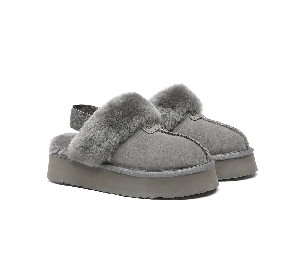 EVERAU? UGG Women Removable Strap Slingback Platform Slippers Forever