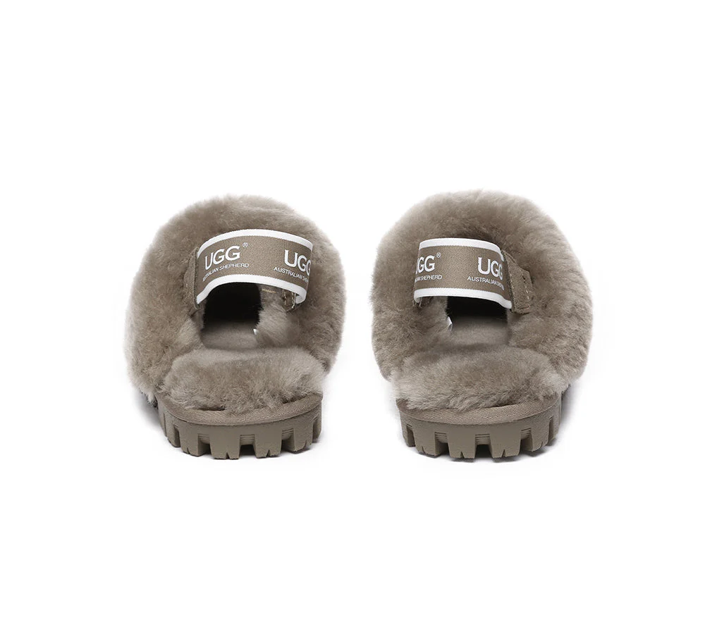 AUSTRALIAN SHEPHERD? 2-Way Style UGG Slippers Sheepskin Wool Removable Strap Slingback Suzie ll