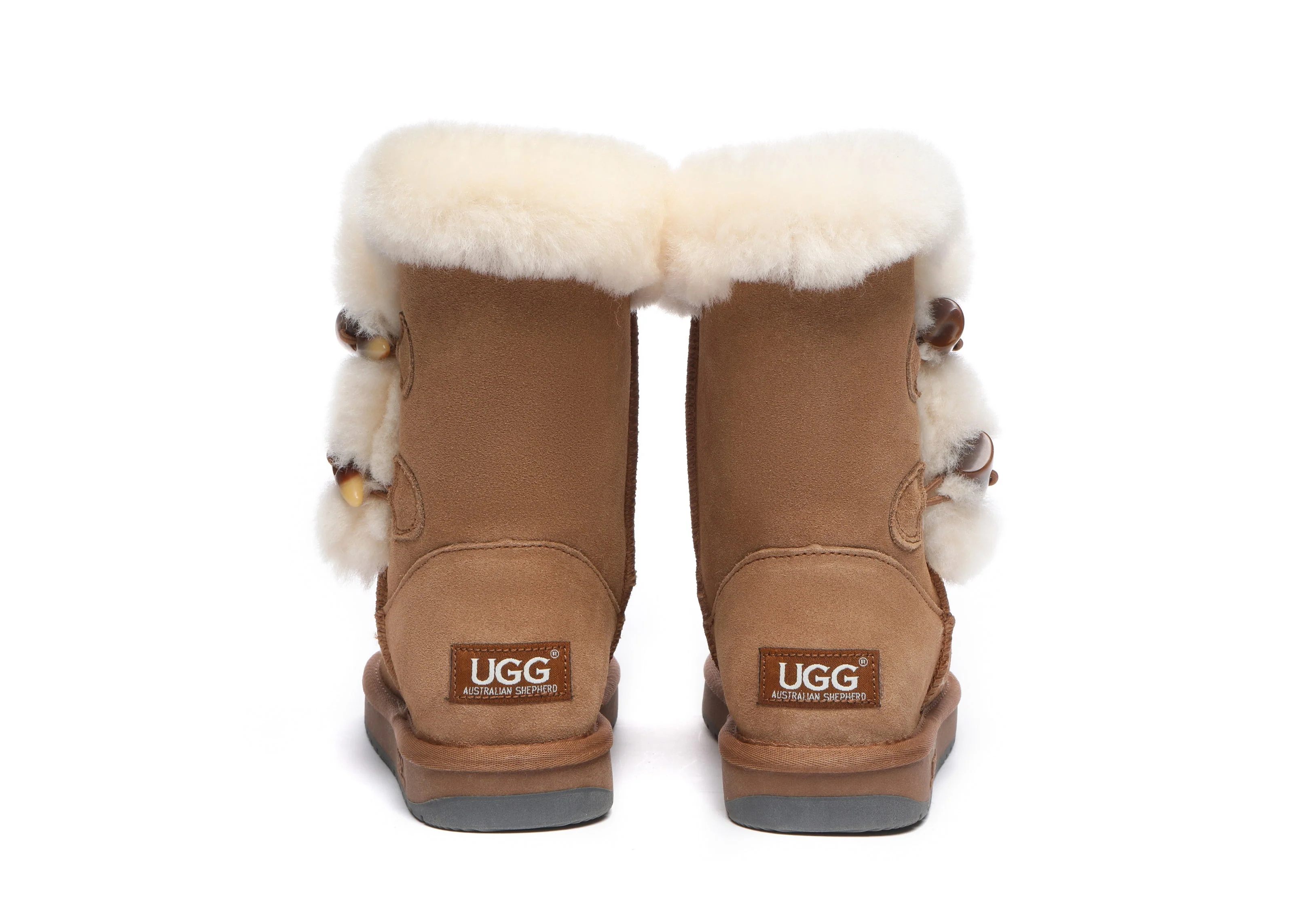 AUSTRALIAN SHEPHERD? UGG Boots Women Sheepskin Wool Horn Toggle Closure Short Talia