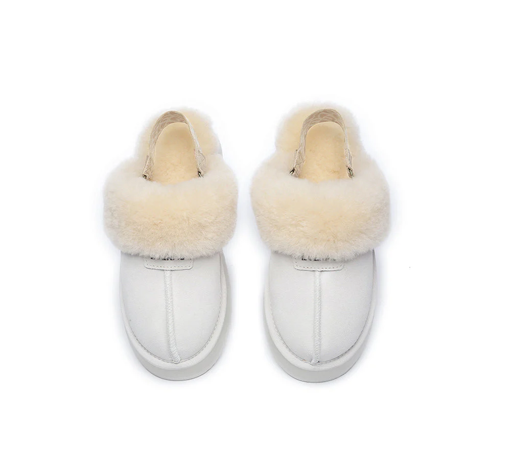 EVERAU? UGG Women Removable Strap Slingback Platform Slippers Forever