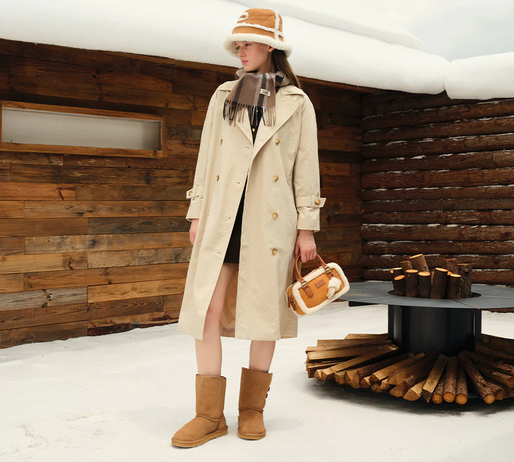 AUSTRALIAN SHEPHERD? UGG Boots Sheepskin Wool Buckle Mid Calf Winza