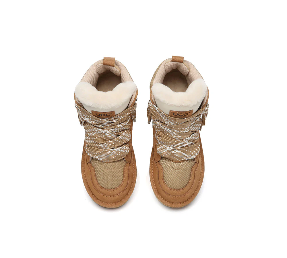 AUSTRALIAN SHEPHERD? UGG Boots Women Lace Up Ankle Platform Samir