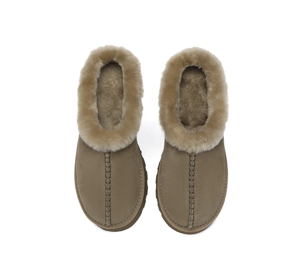 AUSTRALIAN SHEPHERD? UGG Slippers Sheepskin Wool Ankle Chunky Platform Adrian