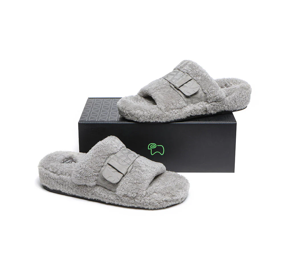 EVERAU? UGG Slippers Women Curly Sheepskin Wool Croft
