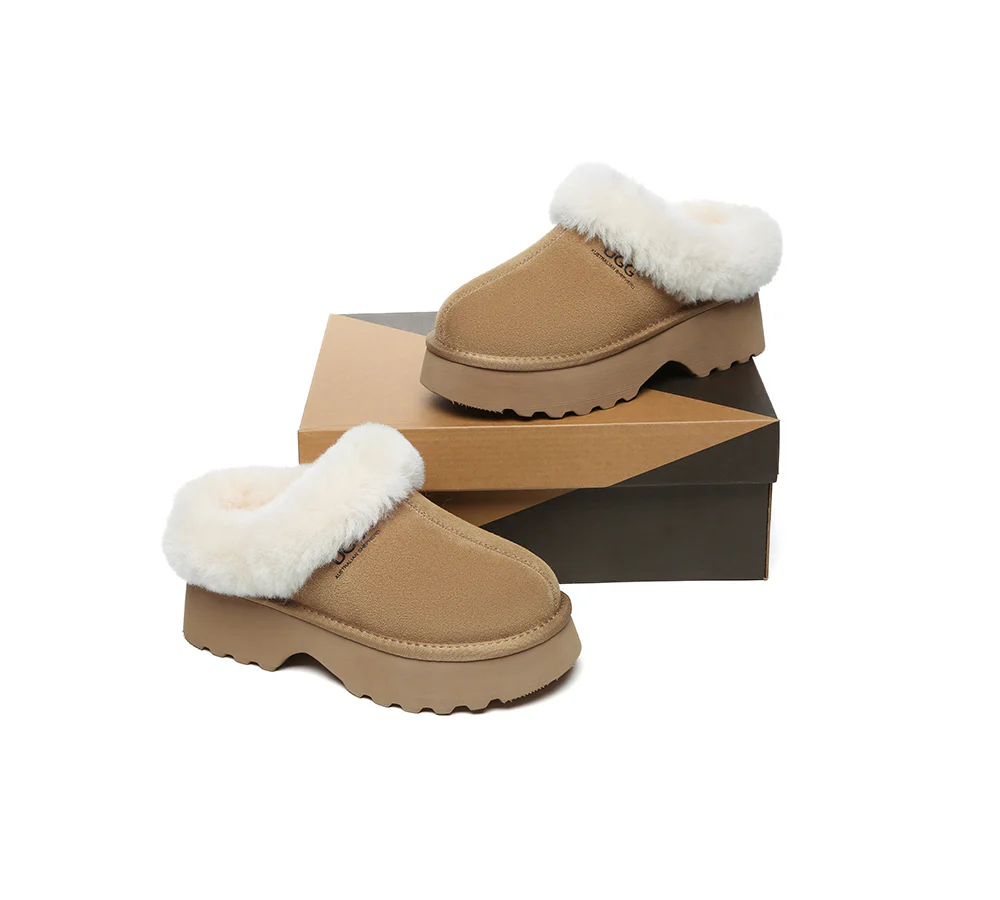 AUSTRALIAN SHEPHERD? UGG Slippers Sheepskin Wool Ankle Chunky Platform Murray
