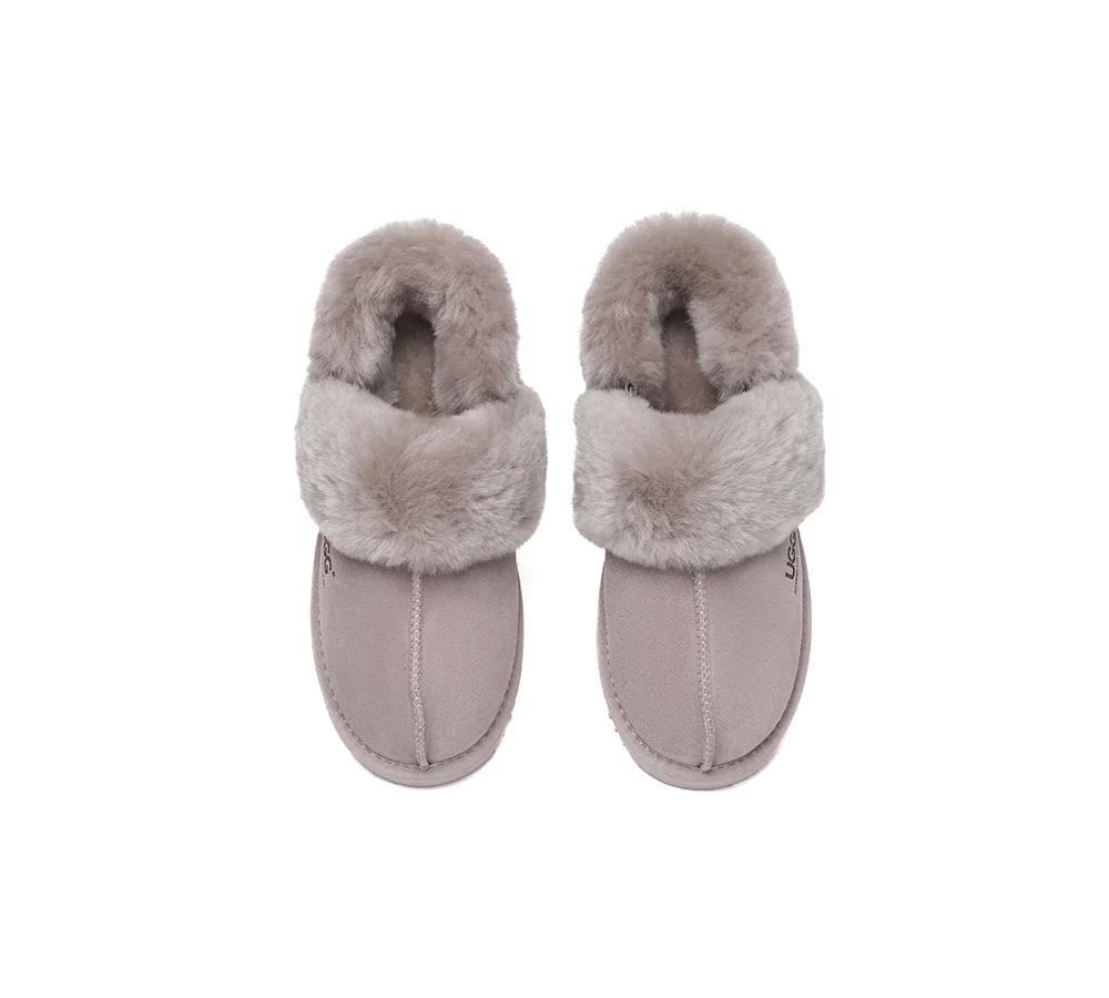 AUSTRALIAN SHEPHERD? UGG Slippers Women Removable Wool Strap Slingback Muffin Fluffy