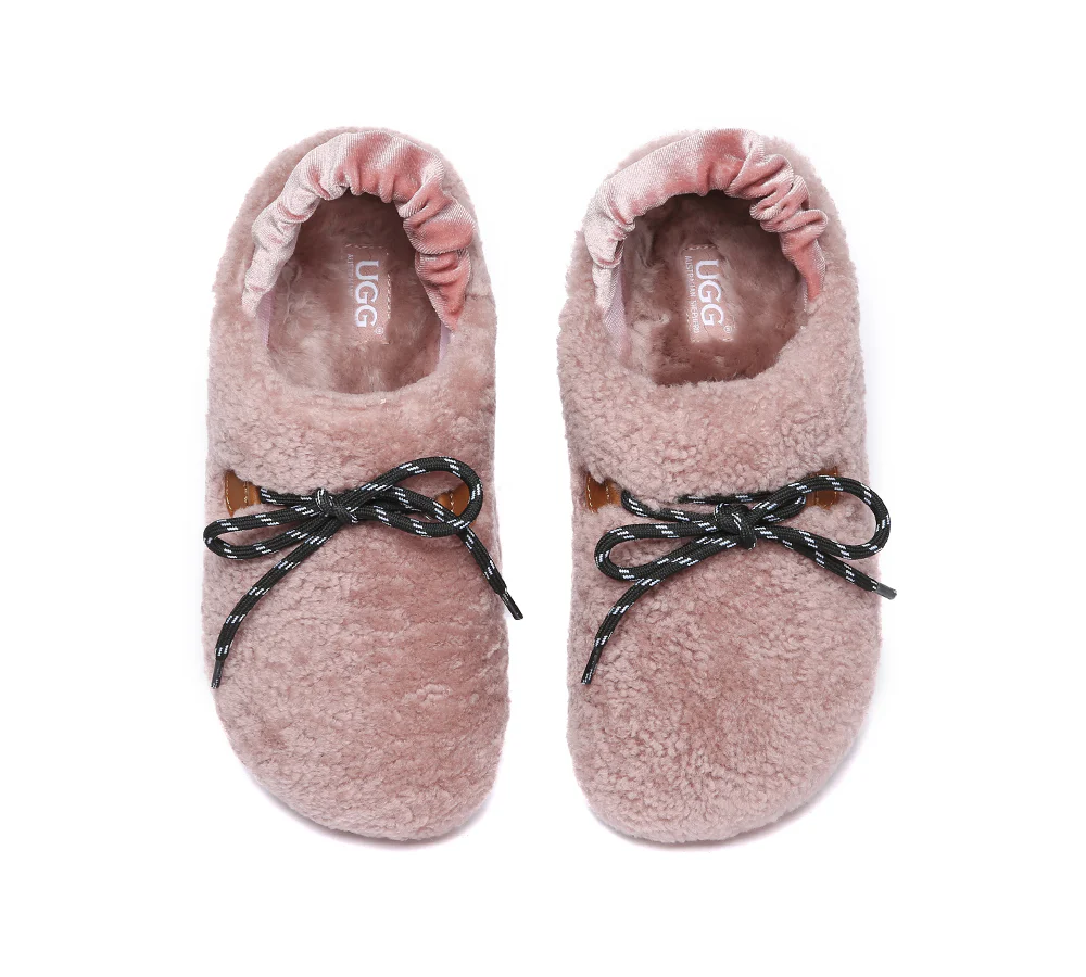 AUSTRALIAN SHEPHERD? UGG Slippers Women Curly Sheepskin Wool Slingback Barrett